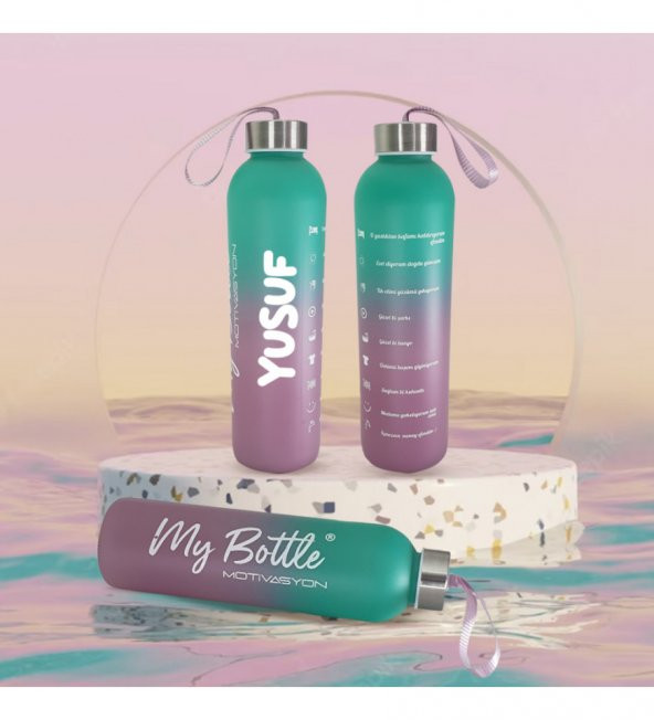 Kişiye Özel Renkli 750 ml Motivasyon Cam Su Matarası HK2708 ürün görseli 1