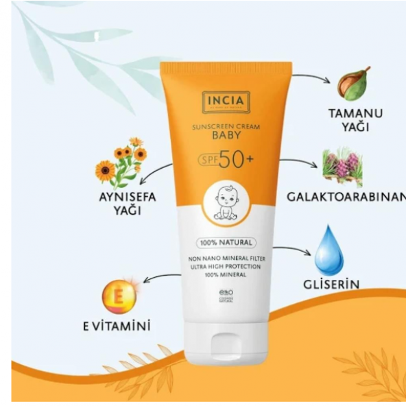 İncia Bebekler için Doğal Güneş Kremi SPF50 50ml ürün görseli 1