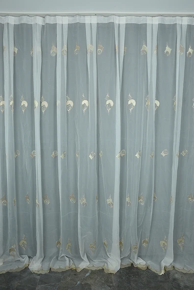 BRODE TAÇ BEYAZ RENK TEK KANAT Hazır dikilmiş Pileli Fon Perde 300*260 cm ürün görseli 1