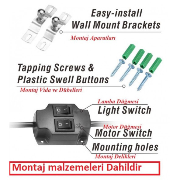 ALİN M337D Topbaşlı (Siyah) Berber Direği - Resim 2