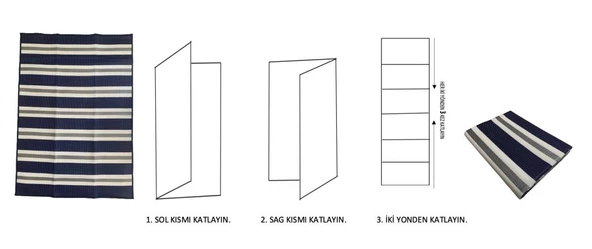 CRAFT HOME KATLANABİLİR PLASTİK HASIR HALI KİLİM KAMP PİKNİK PLAJ PARK BAHÇE TERAS VERANDA LACİVERT - Resim 3