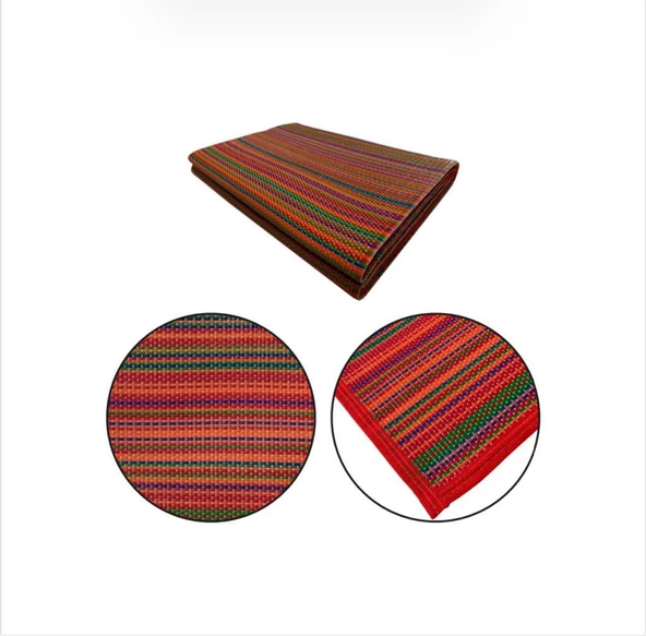 CRAFT HOME KATLANABİLİR PLASTİK HASIR HALI KİLİM KAMP PİKNİK PLAJ PARK BAHÇE TERAS VERANDA KIRMIZI - Resim 4