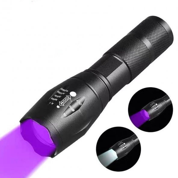 Valkyrie Çift Fonksiyonlu Ultraviyole Mor Işık ve XML-T6 El Feneri Dual Mode 2000 Lümens ürün görseli 1