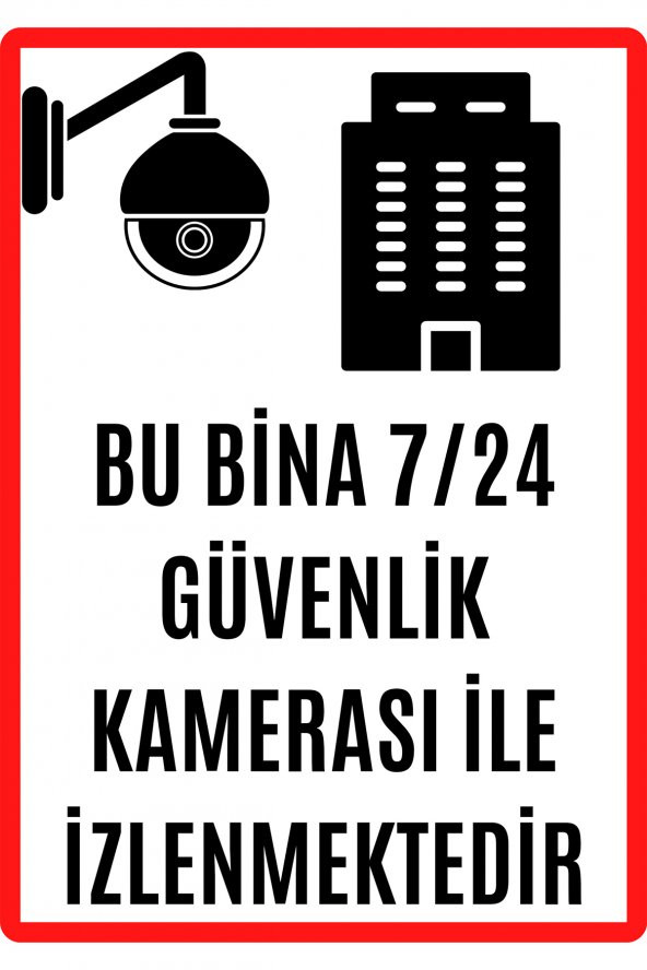 Emach Dizayn Bu Alan 7/24 Saat Kamerayla İzlenmektedir Uyarı Ikaz Levhası PVC Kaplama A4 ürün görseli 1