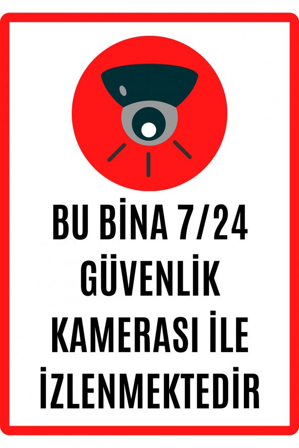 Emach Dizayn Bu Alan 7/24 Saat Kamerayla İzlenmektedir Uyarı Ikaz Levhası PVC Kaplama A4 ürün görseli 1