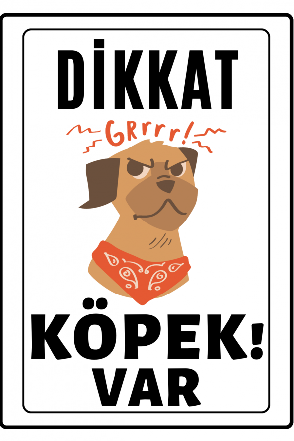 Emach Dizayn Dikkat Köpek Var Uyarı ikaz Levhası PVC Kaplama A4 Sinirli ürün görseli 1