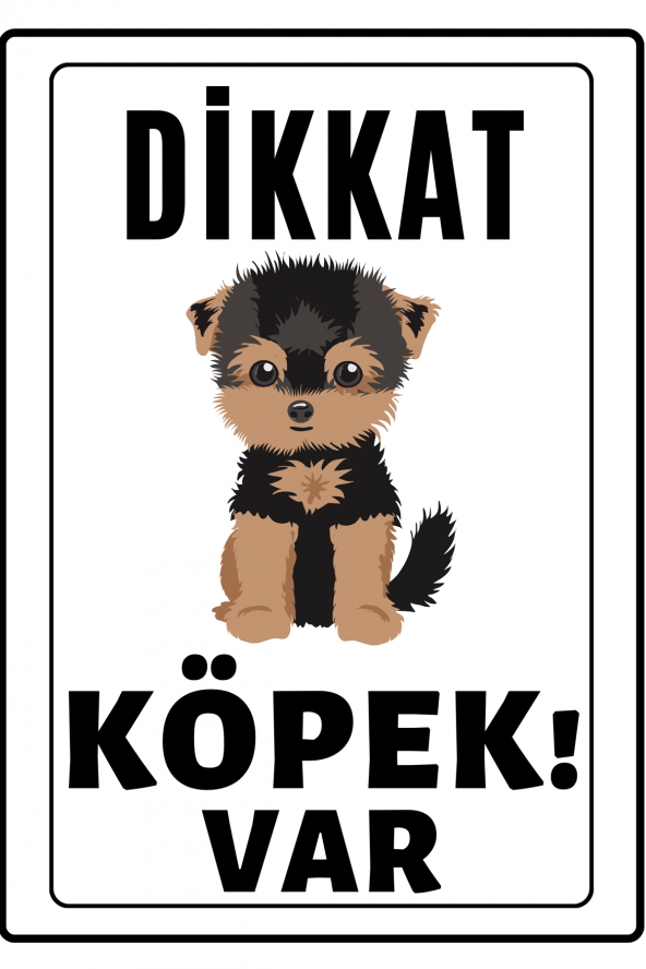 Emach Dizayn Dikkat Köpek Var Uyarı ikaz Levhası PVC Kaplama A4 Minik Siyah ürün görseli 1