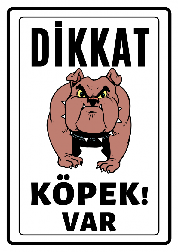 Emach Dizayn  Dikkat Köpek Var Uyarı ikaz Levhası PVC Kaplama A4 Kaslı ürün görseli 1