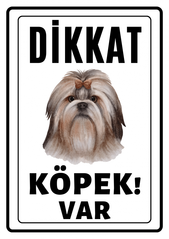 Emach Dizayn Dikkat Köpek Var Uyarı ikaz Levhası PVC Kaplama A4 Uzun Saçlı ürün görseli 1