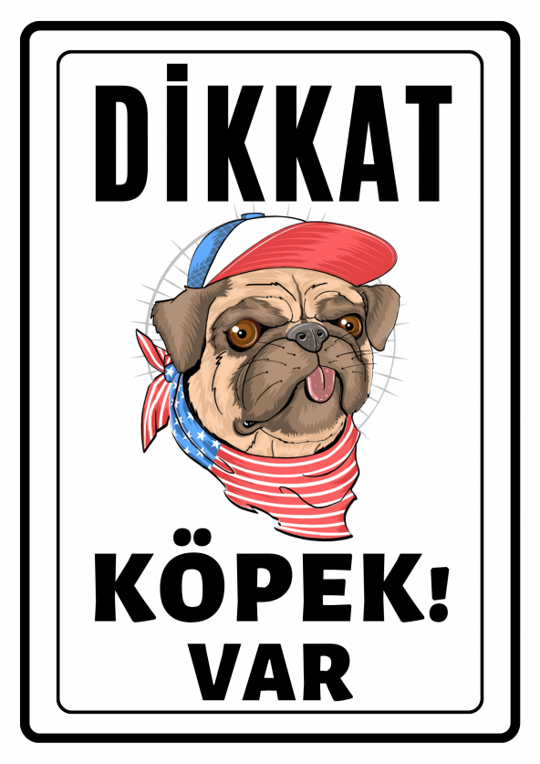 Emach Dizayn Dikkat Köpek Var Uyarı ikaz Levhası PVC Kaplama A4 Şapkalı ürün görseli 1