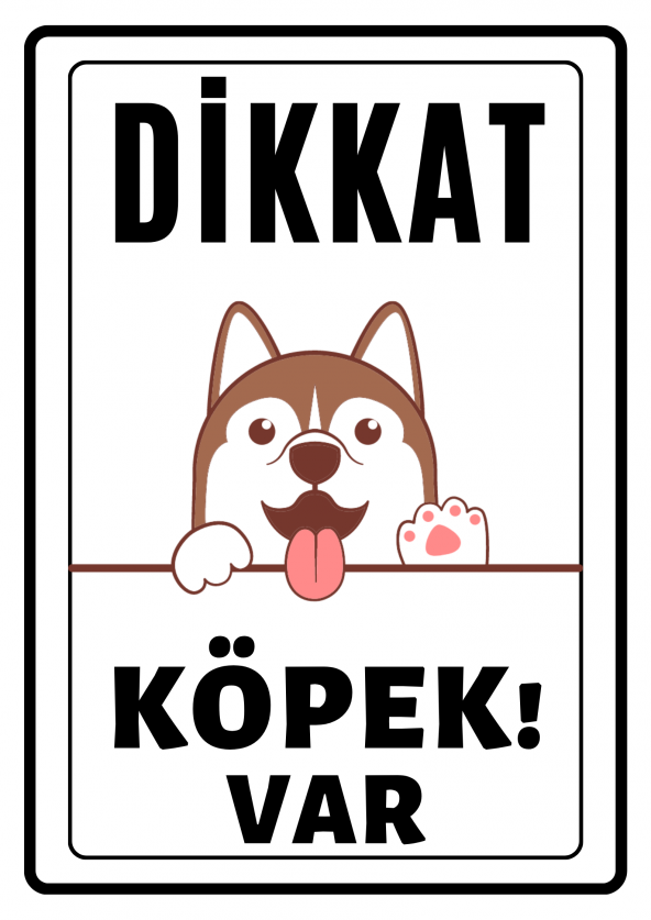 Emach Dizayn Dikkat Köpek Var Uyarı ikaz Levhası PVC Kaplama A4 Kurt ürün görseli 1