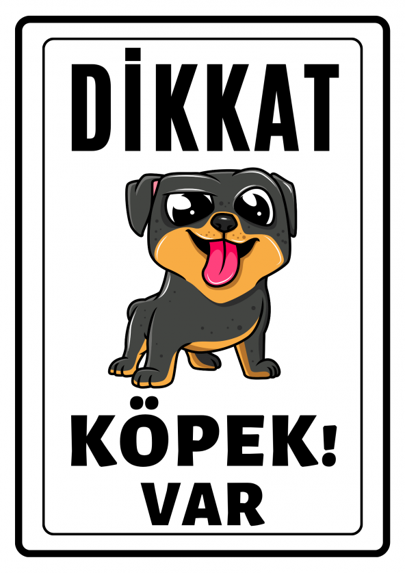 Emach Dizayn Dikkat Köpek Var Uyarı ikaz Levhası PVC Kaplama A4 Black Dogs ürün görseli 1