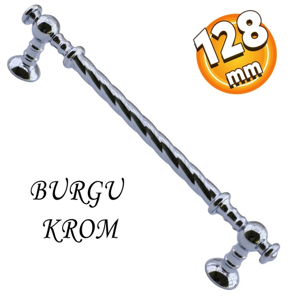 Burgu Mobilya Mutfak Dolabı Çekmece Dolap Kulpu Kulpları Kulbu Krom (128 MM-12.8 CM) Metal Kulp ürün görseli 1