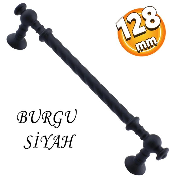 Burgu Mobilya Mutfak Dolabı Çekmece Dolap Kapak Kulpu Kulpları Kulbu (128 MM-12.8 CM) Mat Siyah Kulp ürün görseli 1