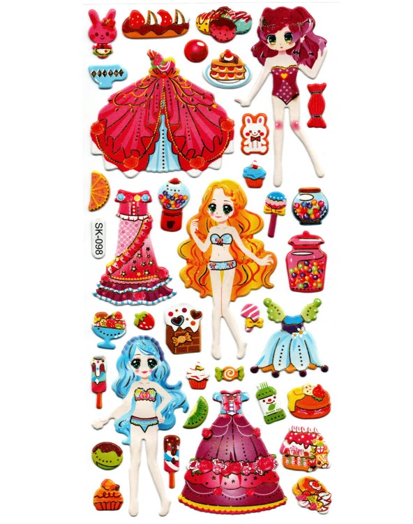 Sticker Kabartmalı Stiker Defter, Planlayıcı Etiket (sk098) 9x18 cm- Prenses Kız Giydirme ürün görseli 1