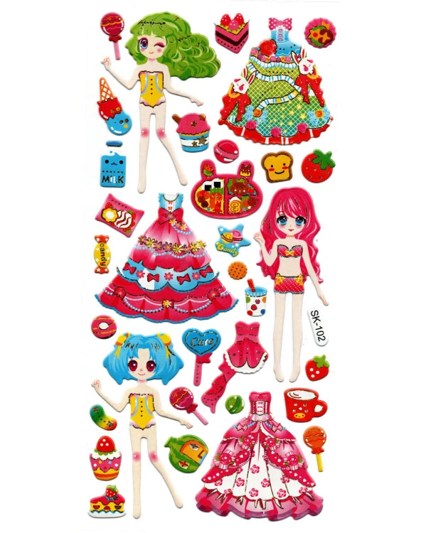 Sticker Kabartmalı Stiker Defter, Planlayıcı Etiket (sk102) 9x18 cm- Kız Giydirme ürün görseli 1
