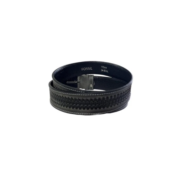 Fossil Gri Deri Desenli Suni Deri 4 cm Erkek Kemeri-125cm ürün görseli 1