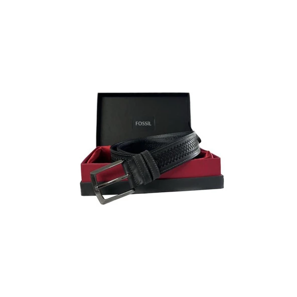 Fossil Gri Desenli Hakiki Deri Spor Kemer 4cm125CM ürün görseli 1