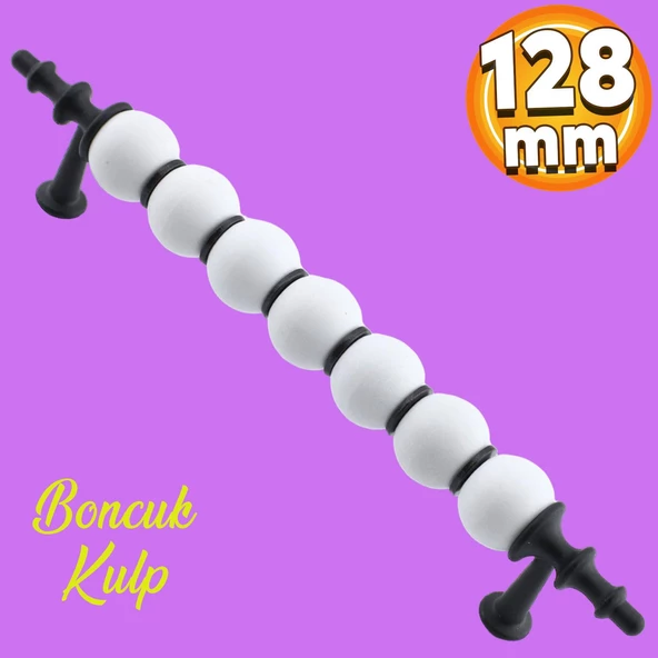 Dolap Kulpu Mutfak Çekmece Kulpları Mobilya Kulp Boncuk Polimer Kulp 128 Mm 12.8 Cm Siyah Beyaz ürün görseli 1