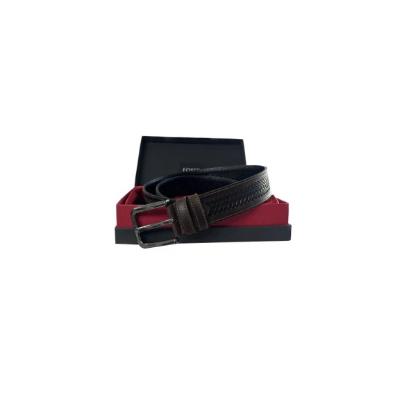Fossil Kahve Desenli Hakiki Deri Spor Erkek Kemeri 4cm-125CM ürün görseli 1