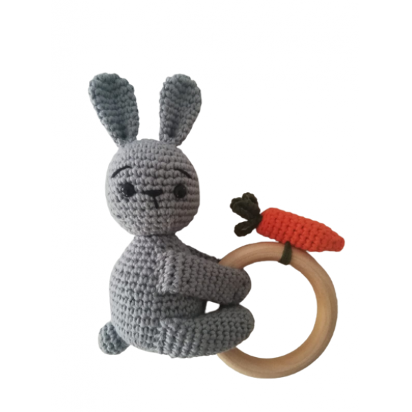 Havuçlu Tavşancık Çıngırak Amigurumi Organik Oyuncak ürün görseli 1
