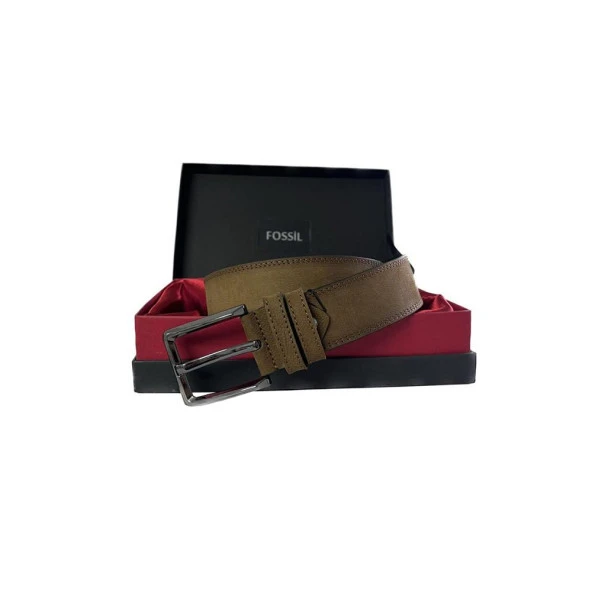 Fossil Taba Desenli Hakiki Deri Spor Erkek Kemeri 4cm-110 ürün görseli 1