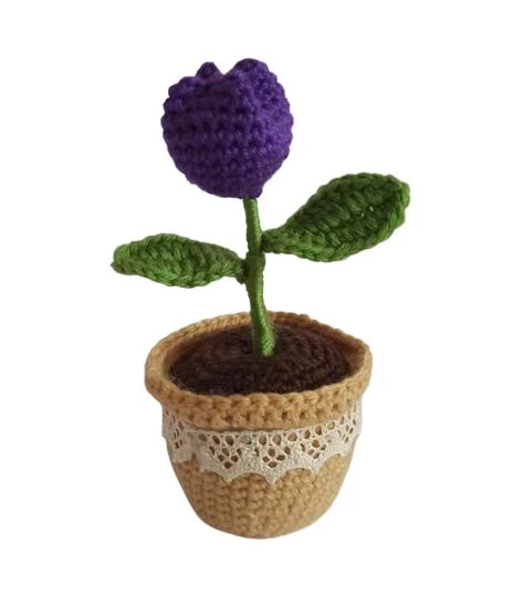 Örgü Tekli Mor Lale Amigurumi Organik Oyuncak ürün görseli 1