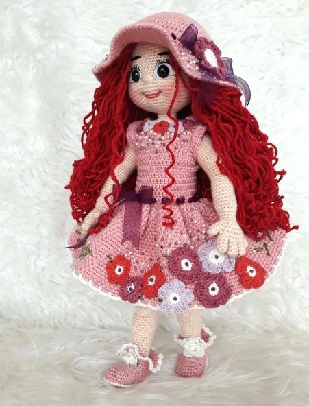 Pembe Gelincik Bebek Amigurumi Organik Oyuncak ürün görseli 1