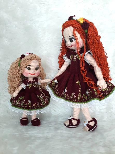 Anne Kız Yaz Bebekler Takımı Amigurumi Organik Oyuncak ürün görseli 1