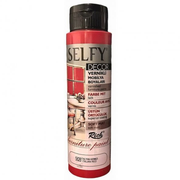 Rich Selfy Decor Vernikli Boya 500 cc 5826 İTALYAN KIRMIZI ürün görseli 1