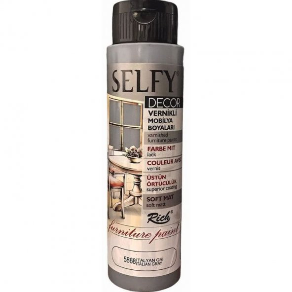 Rich Selfy Decor Vernikli Boya 500 cc 5868 İTALYAN GRİ ürün görseli 1