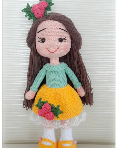 Güleç Kız Bebek Amigurumi Organik Oyuncak ürün görseli 1