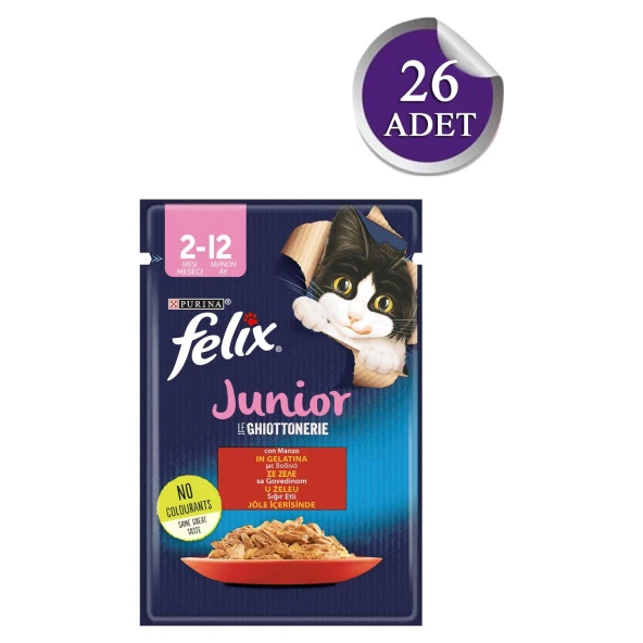 Felix Junior Jöle Sığır Etli 85 Gr Yaş Mama 26 ADET ürün görseli 1