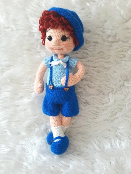 Şapkalı Maviş Bebek Amigurumi Organik Oyuncak ürün görseli 1