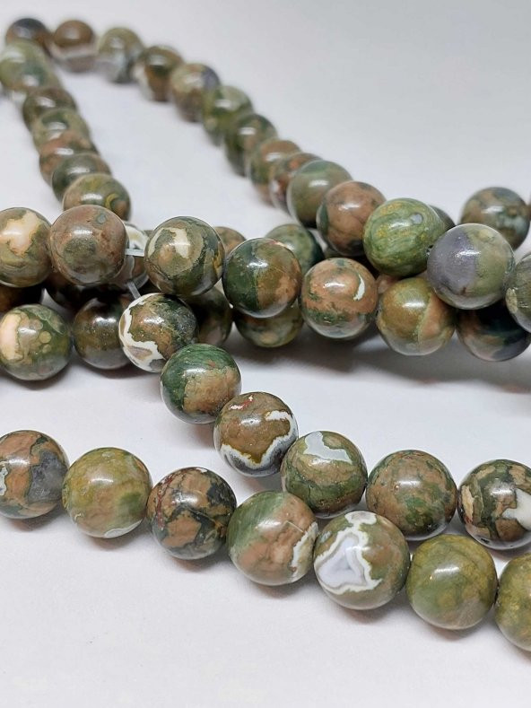 Riyolit (Rhyolite) Taşı YARIM Dizi 10mm (18cm uzunluğundadır) ürün görseli 1