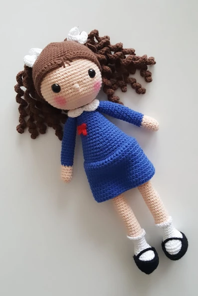 Önlüklü Öğrenci Bebek Amigurumi Organik Oyuncak ürün görseli 1