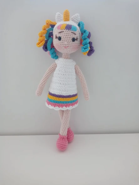 Unicorn Kız Bebek Amigurumi Organik Oyuncak ürün görseli 1
