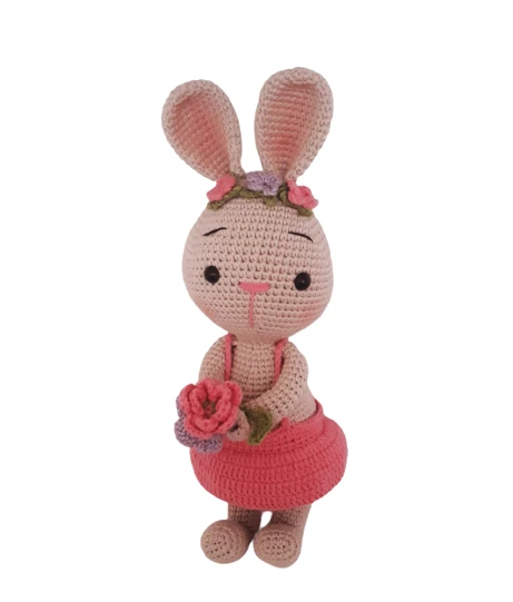 Tavşan Sunny ve Çiçeği Amigurumi Organik Oyuncak ürün görseli 1