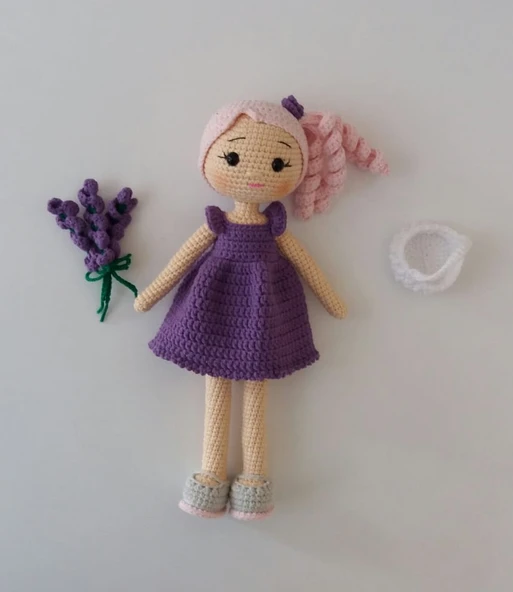 Lavanta Çiçeği Bebek Amigurumi Organik Oyuncak ürün görseli 1