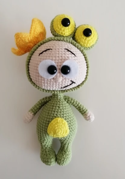 Kurbağa Kostümlü Bonnie Amigurumi Organik Oyuncak ürün görseli 1