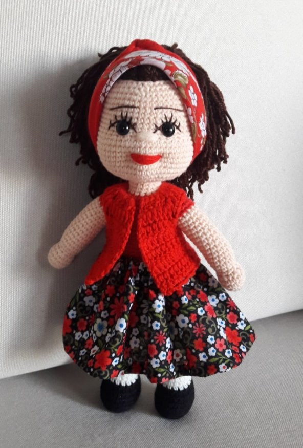 Süslü Köylü Kızı Amigurumi Organik Oyuncak ürün görseli 1