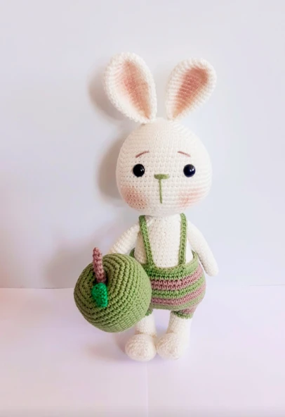 Tavşan Sunny ve Elması Amigurumi Organik Oyuncak ürün görseli 1