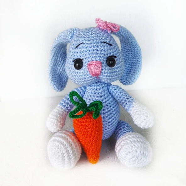 Uzun Kulak Tavşan ve Havucu Amigurumi Organik Oyuncak ürün görseli 1