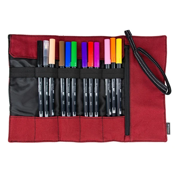 Tombow Dual Brush Pen Fırça Uçlu Kalem 12 RENK Rulo Çanta Hediyeli ürün görseli 1