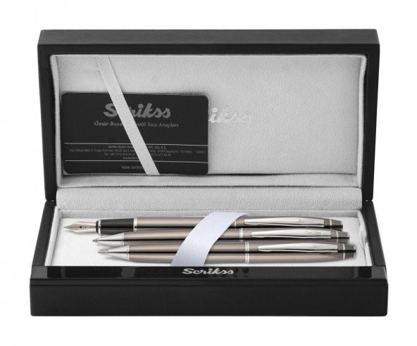 Scrikss Noble 35 Dolma Kalem, Tükenmez Kalem,  Mekanik Kurşun Kalem Üçlü Set Titanyum ürün görseli 1