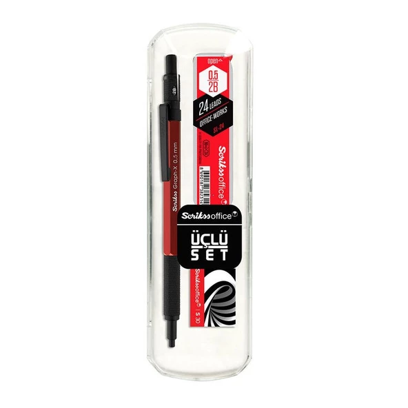 Scrikss Graph-X Versatil Kalem 3lü Set 0.5mm KIRMIZI ürün görseli 1