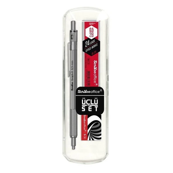 Scrikss Graph-X Versatil Kalem 3lü Set 0.5mm KURŞUN GRİ ürün görseli 1