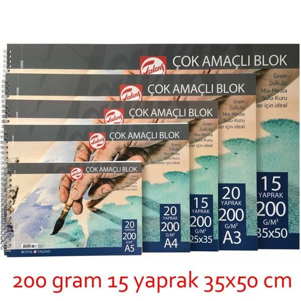 Talens Çok Amaçlı Resim Bloğu 200 gr 15 yp 35x50 cm ürün görseli 1