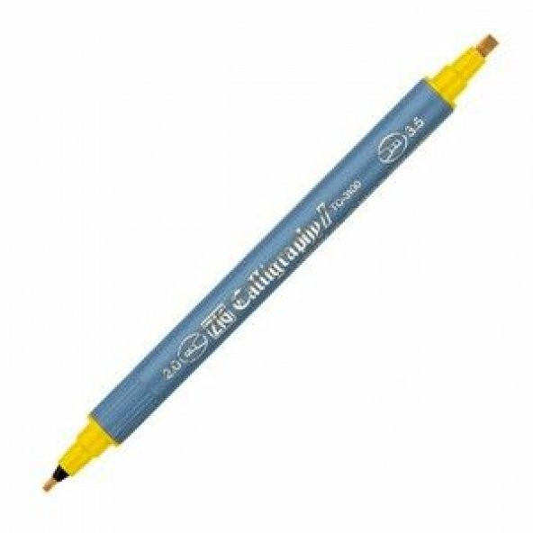 Zig Kaligrafi Kalemi Çift Uçlu 2 mm + 3.5 mm Sarı ürün görseli 1