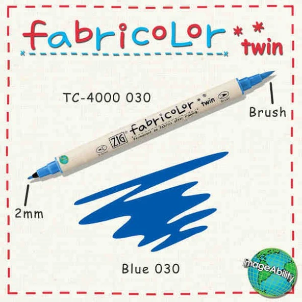 Zig Fabricolor Twin Çift Uçlu Kumaş Boyama Kalemi BLUE ürün görseli 1